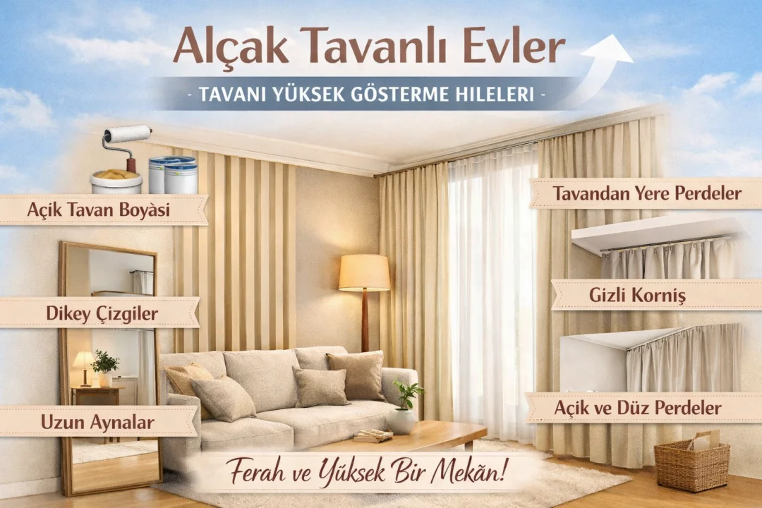 Alçak Tavanlı Evler: Tavanı Daha Yüksek Göstermenin Boya ve Perde Hileleri